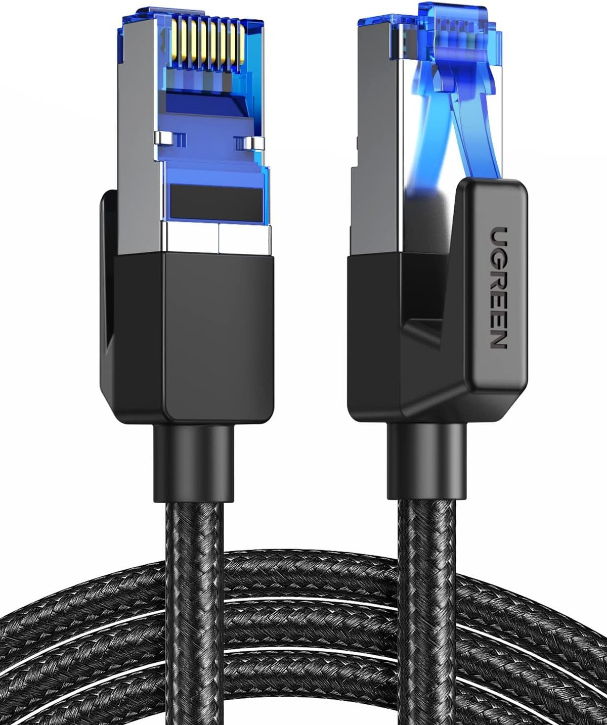 UGREEN CAT 8 Ethernet Cable 40Gbps 2000MHz High Speed F/FTP POE RJ45 LAN Braided Network Cord Compatible with Xbox One Switch PS5 PS4 WiFi Extender Router Modem Patch Panel 1M