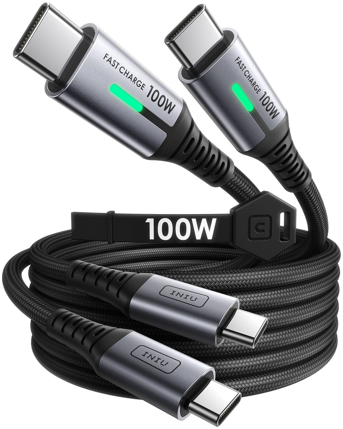 INIU USB C to USB C Cable 100W Fast Charger [2m+2m] PD 5A Type C to Type C Cables, Nylon Braided USB-C Phone Fast Charging for iPhone 15 Samsung S22 S23 Note 20 iPad Pro MacBook Laptop Tablet Google
