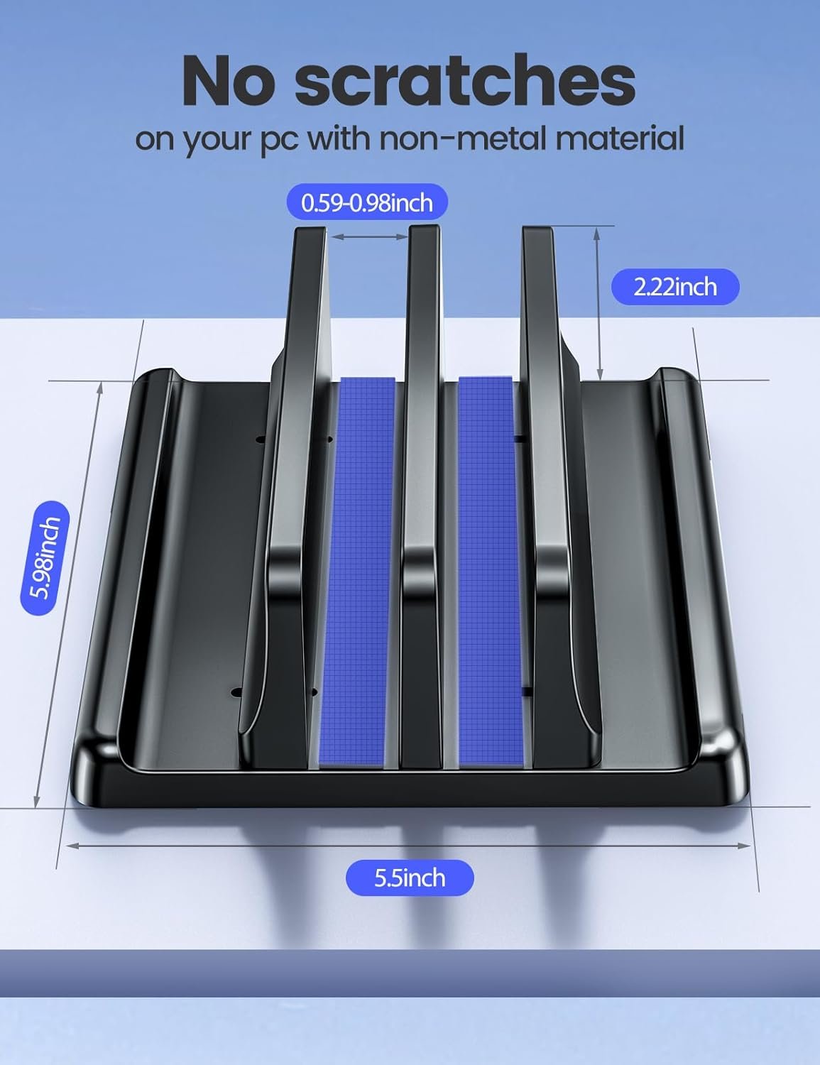 Vaydeer Vertical Laptop Stand for Desk, Dual-Slot Plastic Laptop Holder with Space Saving 4-in-1 Design, Adjustable Laptop Stand Supports MacBook, Chromebook, Surface etc(5.98 x 5.51 x 2.17 inch)
